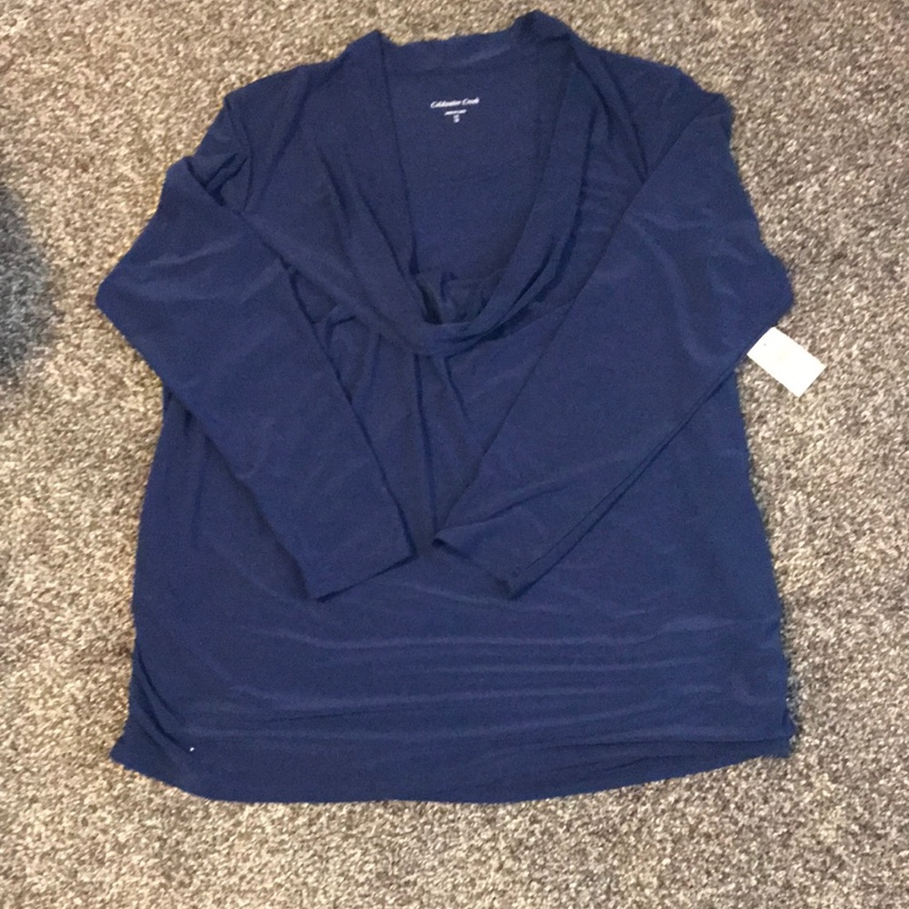 Coldwater creek Silky blue cowl neck pullover shirt.